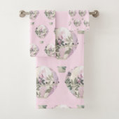 LILA PINK HOT AIR BALLOON BATHROOM TOWEL SET BAD HANDDOEK (Insitu)