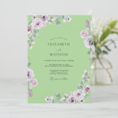Lila Pistache Ranunculus Eucalyptus Bruiloft Kaart (Staand voorkant)