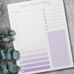 Lila planningsnotities voor de dagelijkse planner  notitieblok<br><div class="desc">Aangepaste dagelijkse planner in lila met secties voor uw planning,  herinneringen,  om lijst en notities te maken. Dit notitieblok wordt op elke pagina afgedrukt om je 40 dagen lang te houden.</div>