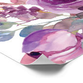 Lila Plum Paarse Waterverf Floral Wedding Poster (Hoek)