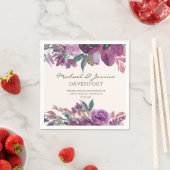 Lila Plum Paarse Waterverf Floral Wedding Servet (Insitu)