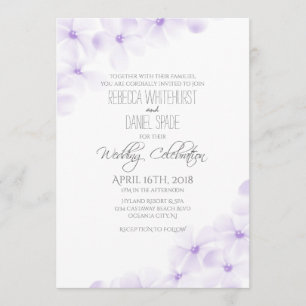 Lila Plumeria Floral MinimalistWedding-uitnodiging Kaart