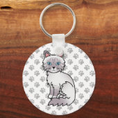 Lila Point Tabby Birmaanse / Ragdoll kat illustrat Sleutelhanger (Voorkant)