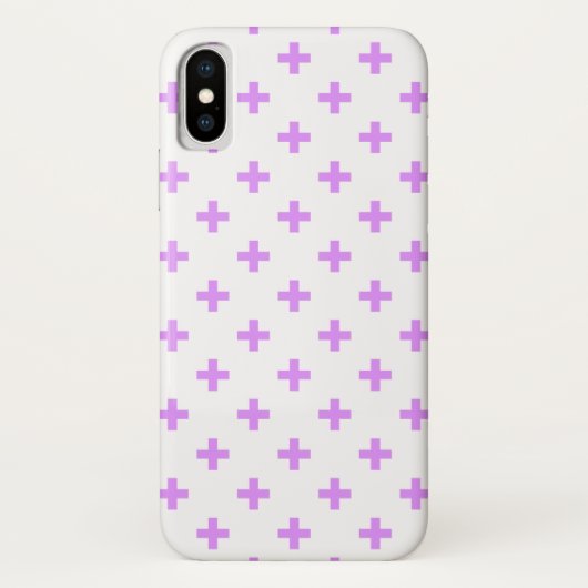 Lila polka kruist wit Case-Mate iPhone case (Achterkant)