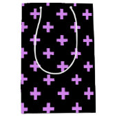 Lila polka kruist zwart medium cadeauzakje (Voorkant)