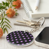 Lila polka kruist zwart sleutelhanger (Voorkant Rechts)