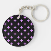 Lila polka kruist zwart sleutelhanger (Achterkant)