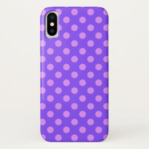 Lila polka-punten op de rand van de periwinkle iPhone x hoesje