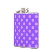 Lila polka-punten op de rand van de periwinkle heupfles (Links)