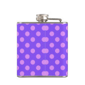 Lila polka-punten op de rand van de periwinkle heupfles (Achterkant)
