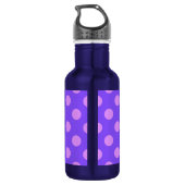 Lila polka-punten op de rand van de periwinkle waterfles (Achterkant)