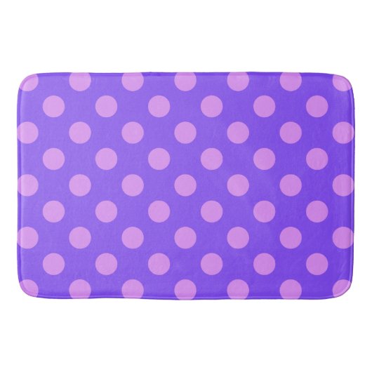 Lila polka stippen op periwinkle badmat (Voorkant)