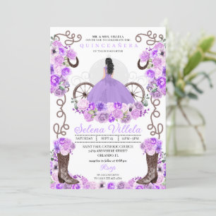 Lila prinses Dress & Boots Quinceañera Kaart