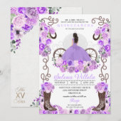 Lila prinses Dress & Boots Quinceañera Kaart (Voorkant / Achterkant)