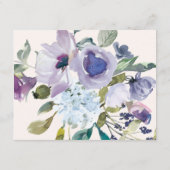 Lila puinblauwe boho Floral Wedding Reception Informatiekaartje (Achterkant)