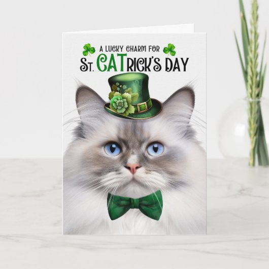 Lila Punt Ragdoll Lucky Charm St CATrick's Day Feestdagen Kaart (Voorkant)