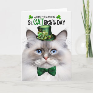 Lila Punt Ragdoll Lucky Charm St CATrick's Day Feestdagen Kaart