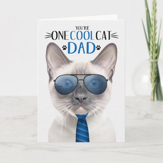 Lila Punt Siamese Kat Vaderdag Één Koele Kat Feestdagen Kaart (Voorkant)