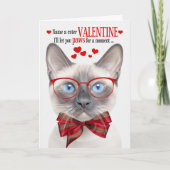 Lila punt Siamese kat Valentijn katachtige Humor Feestdagen Kaart (Voorkant)