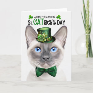 Lila Punt Siamese Lucky Charm St CATrick's Day Feestdagen Kaart