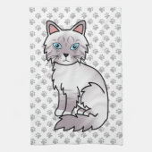 Lila punt Tabby Birman/Ragdoll Cute Cat & Paws Theedoek (Verticaal)