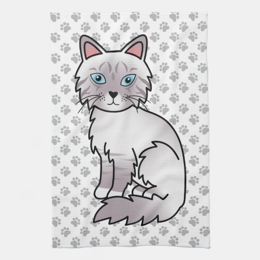 Lila punt Tabby Birman/Ragdoll Cute Cat & Paws Theedoek (Verticaal)
