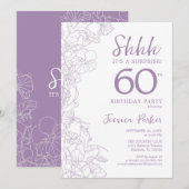 Lila Purpl White Botanische Verrassing 60e Verjaar Kaart (Voorkant / Achterkant)