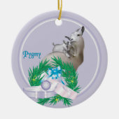 Lila Pygmy Goat Wreath Holiday Keramisch Ornament (Voorkant)