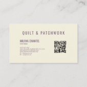 Lila Quilt Patchwork Handgemaakte Kleding Visitekaartje (Achterkant)