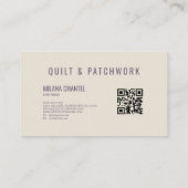 Lila Quilt Patchwork Handgemaakte Kleding Visitekaartje (Achterkant)