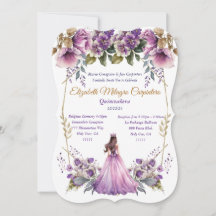 Lila Quinceañera Uitnodiging