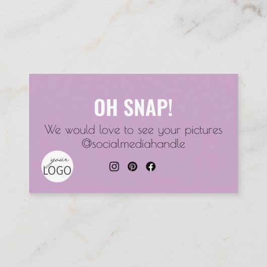 Lila rendy Dank u Onverwachte & Aangepaste Logo de Visitekaartje (Achterkant)