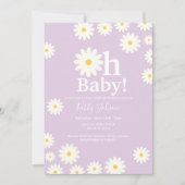 Lila Retro Daisy Bohemian Meisje Baby shower Kaart (Voorkant)