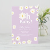 Lila Retro Daisy Bohemian Meisje Baby shower Kaart (Staand voorkant)