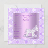 LILA  ROCKING HORSE BABY SHOWER INVITATIE KAART (Achterkant)