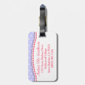 Lila rode lieveheersbeestje & polka dots genaamd b bagagelabel (Achterkant verticaal)