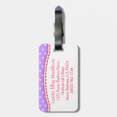 Lila rode lieveheersbeestje & polka dots genaamd b bagagelabel (Achterkant verticaal)