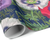 Lila rode witte gele mazen en groene bladeren cadeaupapier (Rol Hoek)