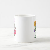 Lila rode witte gele mazen en groene bladeren koffiemok (Center)