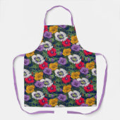 Lila rode witte gele mazen en groene bladeren schort (Voorkant)