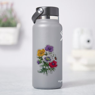 Lila rode witte gele mazen en groene bladeren sticker