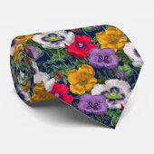 Lila rode witte gele mazen en groene bladeren stropdas (Opgerold)