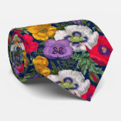 Lila rode witte gele mazen en groene bladeren stropdas (Opgerold)