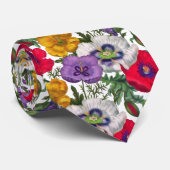 Lila rode witte gele mazen en groene bladeren stropdas (Opgerold)