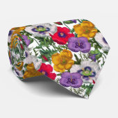 Lila rode witte gele mazen en groene bladeren stropdas (Opgerold)