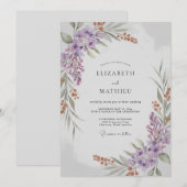 Lila Roestige Blad Bruiloft Kaart (Voorkant / Achterkant)