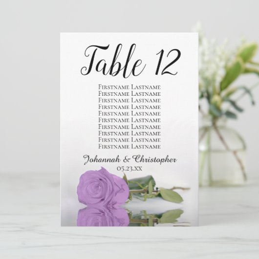 Lila Roos 10 Names Wedding Table Number Groot (Staand voorkant)