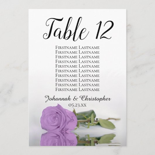 Lila Roos 10 Names Wedding Table Number Groot (Voorkant)