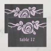 Lila Roos Chalkboard Table Number Briefkaart (Voorkant / Achterkant)