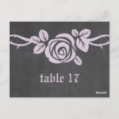 Lila Roos Chalkboard Table Number Briefkaart (Achterkant)